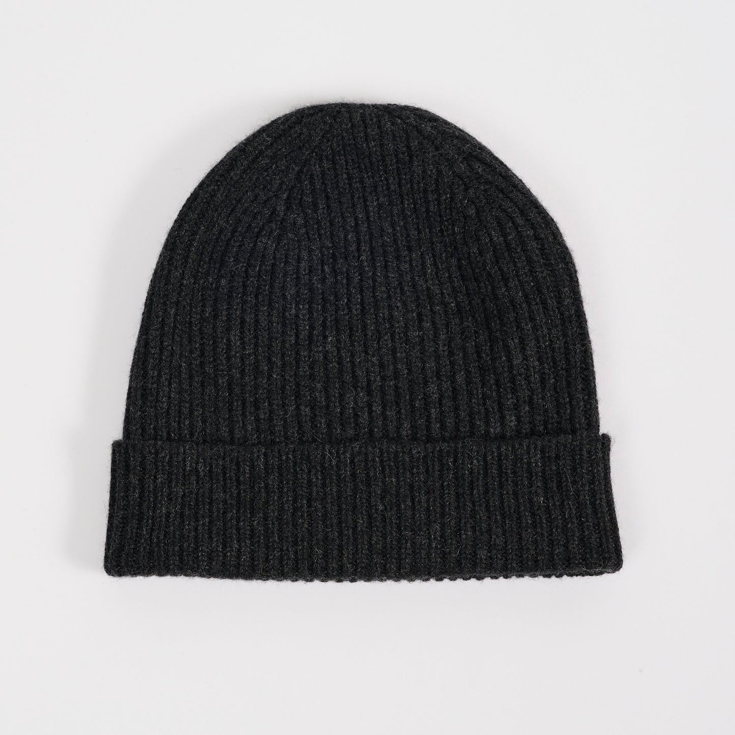 Charcoal Grey 3 Ply Cashmere Ribbed Beanie