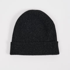 Charcoal Grey 3 Ply Cashmere Ribbed Beanie