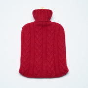 Red - Cable Knit Cashmere Hot Water Bottle