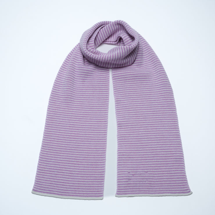 Purple & White Striped Cashmere Scarf