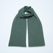 Olive Green & White Striped Cashmere Scarf