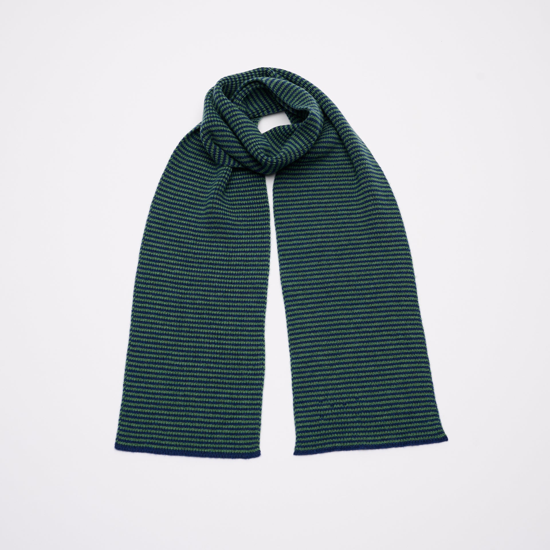 Fern Green Navy Blue Striped Cashmere Scarf – Eldon Cashmere