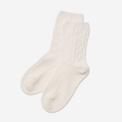 Cream - Cable Knit Short Bed Socks