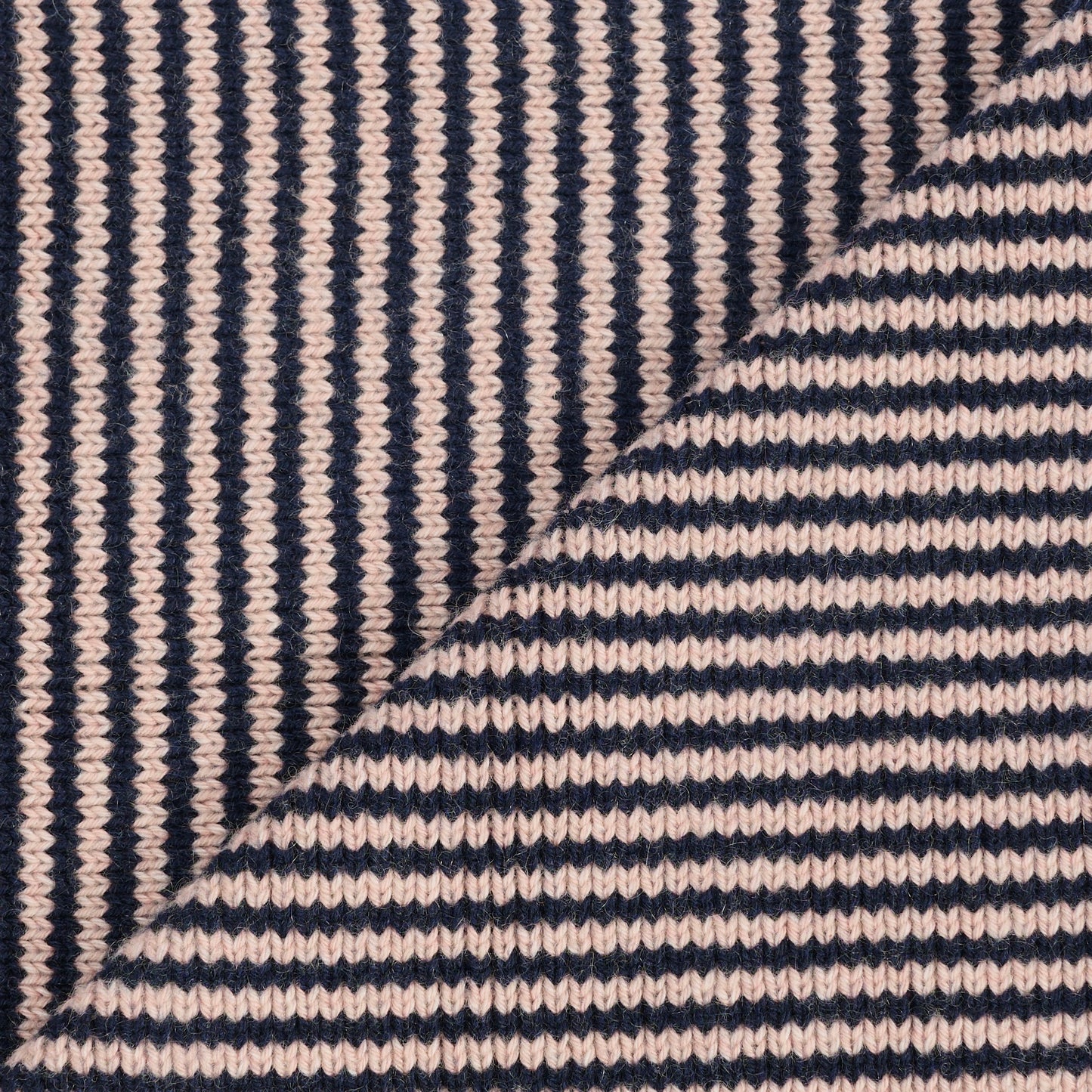Black Navy & Blush Striped 5 Ply Cashmere Scarf
