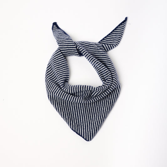 Navy & Light Grey Striped Bandana Scarf