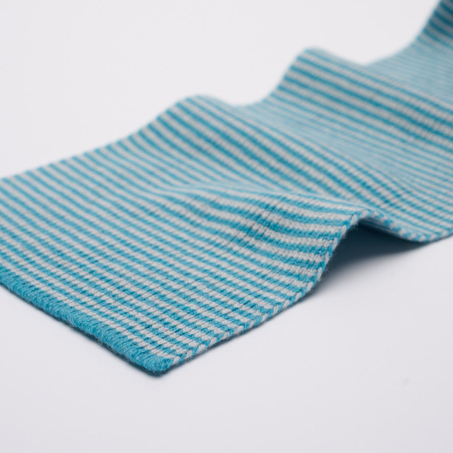 Ocean Blue & Light Grey Striped Cashmere Scarf