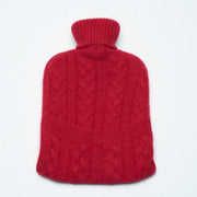 Red - Cable Knit Cashmere Hot Water Bottle