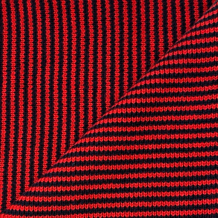 Pillar Box Red & Navy Striped Cashmere Scarf