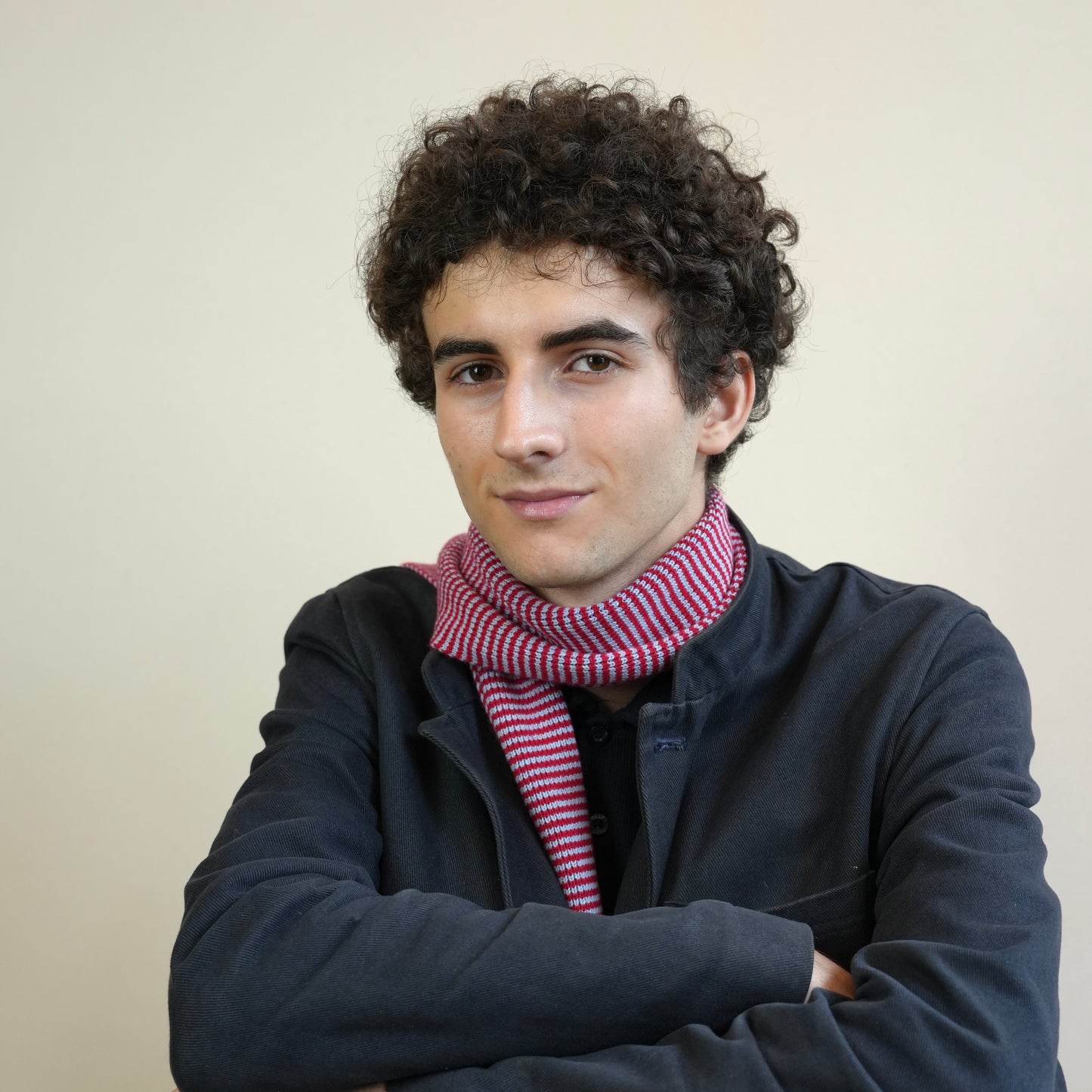 The Craigie - Red & Light Blue Striped Cashmere Scarf