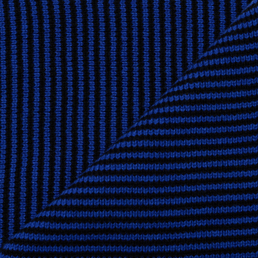 Bright Blue & Black Striped Cashmere Scarf