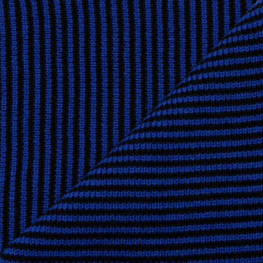 Bright Blue & Black Striped Cashmere Scarf