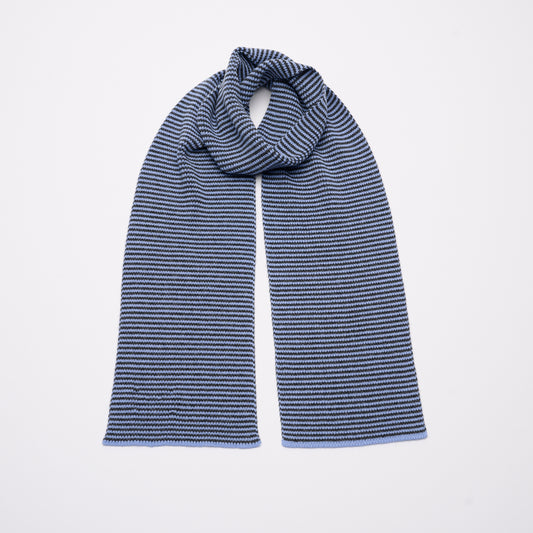 Charcoal & Bluebell Striped Cashmere Scarf