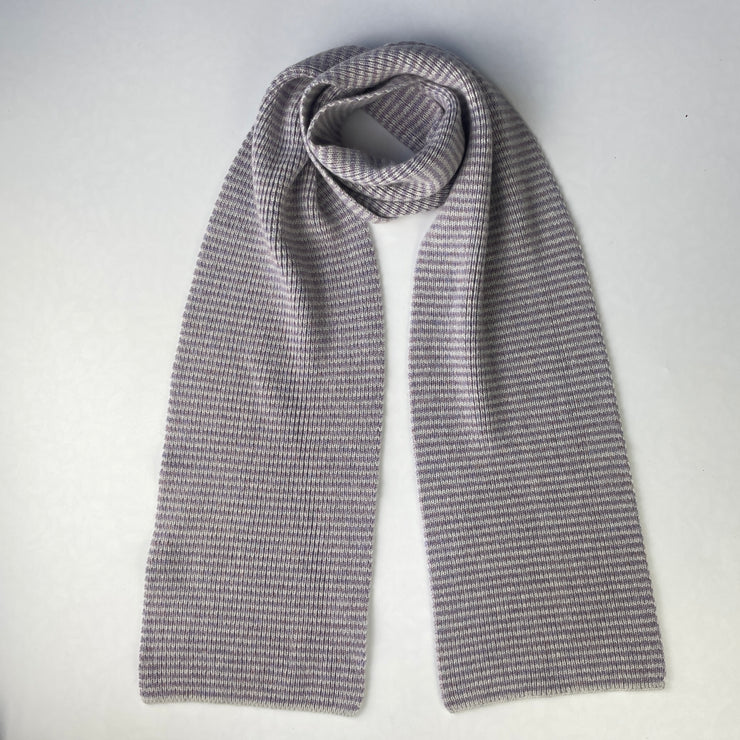 Lilac Marl & Lightest Grey 5 ply Cashmere Scarf