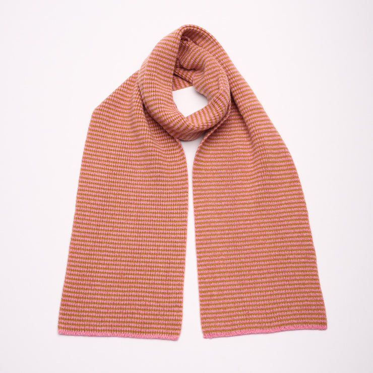 Pink Marl & Mustard 5 ply Cashmere Scarf