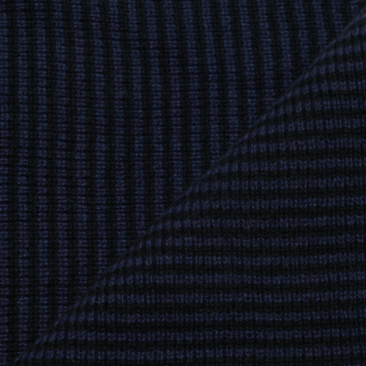 Black & Navy Striped Cashmere Scarf