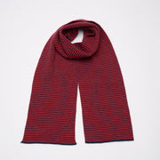 Pillar Box Red & Navy Striped Cashmere Scarf