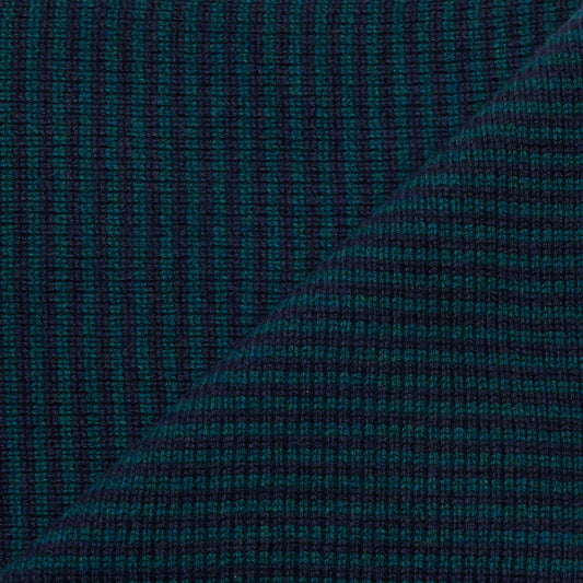 Navy Blue & Bottle Green Striped Cashmere Scarf
