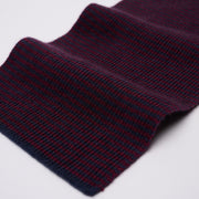 Claret & Navy Striped Cashmere Scarf