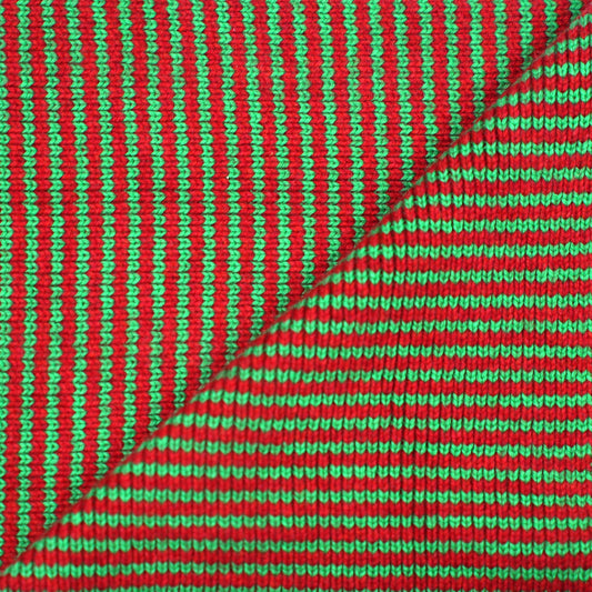 A Trippy Red & Bright Green Striped 5 Ply Cashmere Scarf