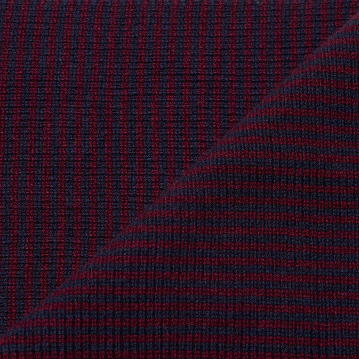 Claret & Navy Striped Cashmere Scarf