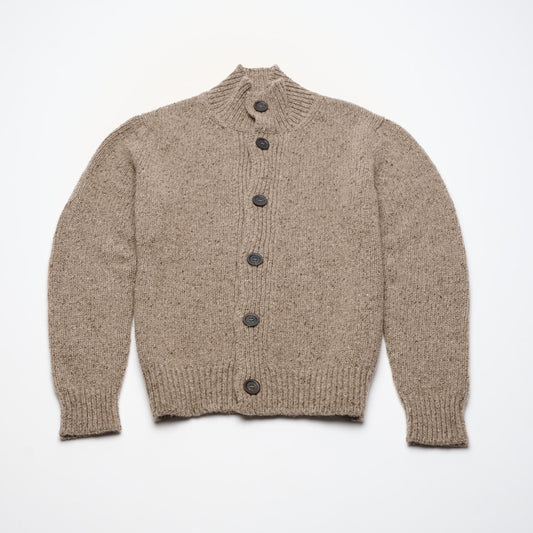 Donegal 8 Ply Cashmere Button Cardigan - Natural