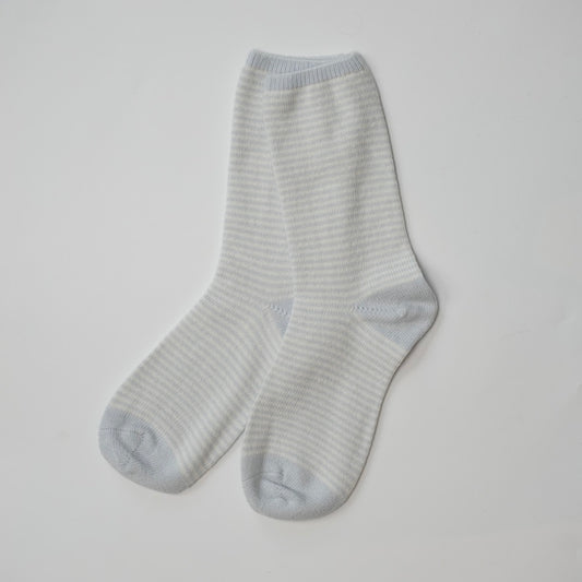 Women's Striped Socks - Light Blue & White