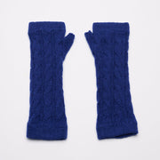 Long Cable Wrist Warmers - Royal Blue