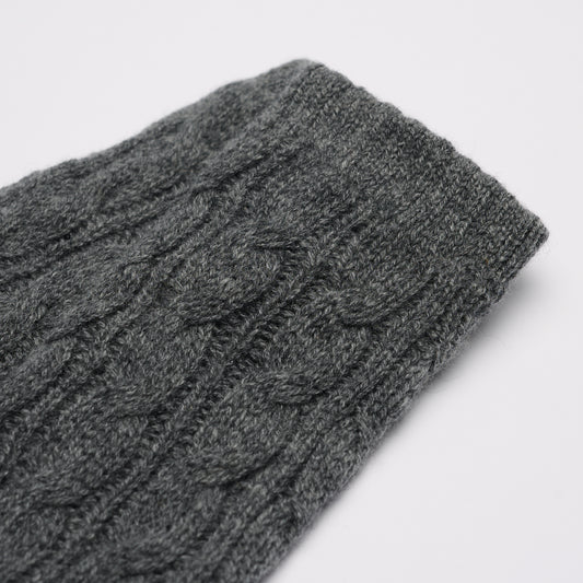 Long Cable Wrist Warmers - Grey