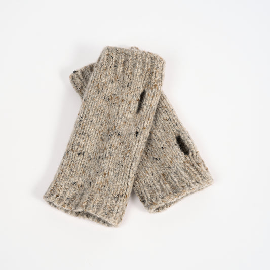 Natural Marl Thick Cashmere Wrist Warmers