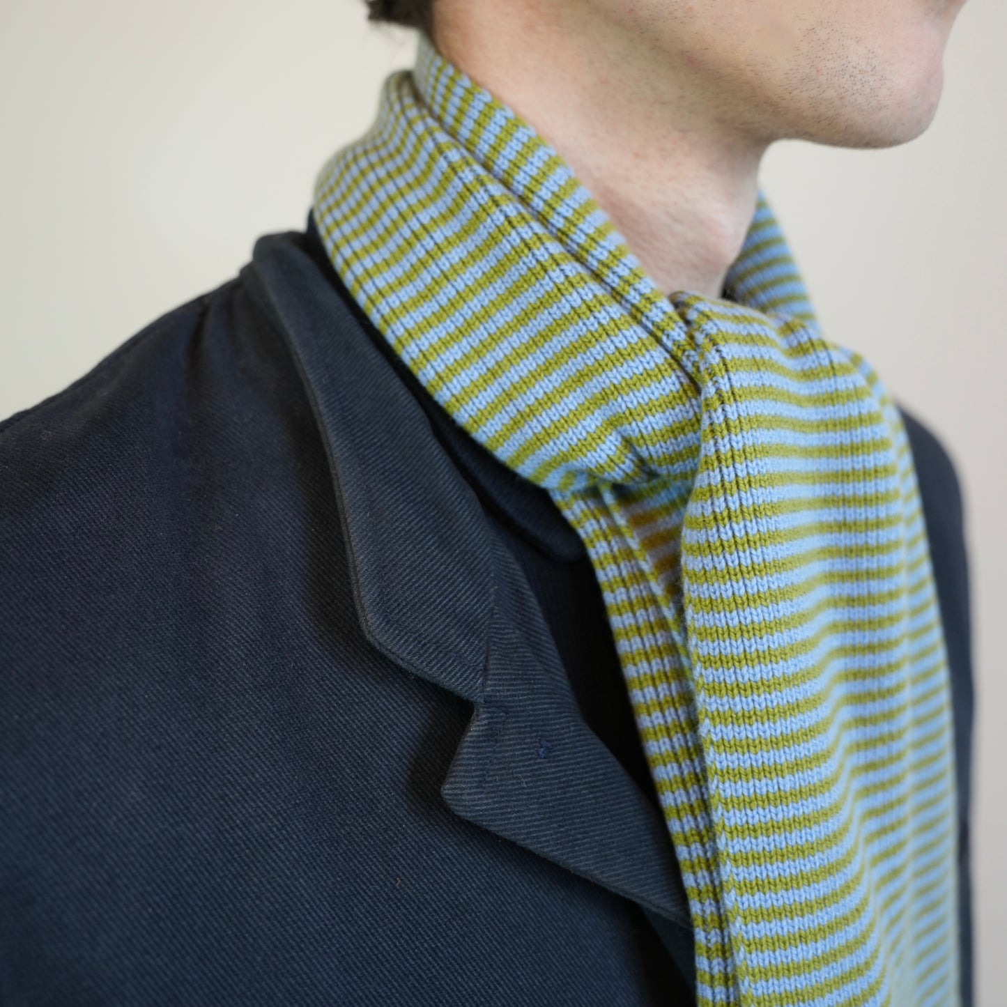 Matcha & Bluebell Striped Cashmere Scarf