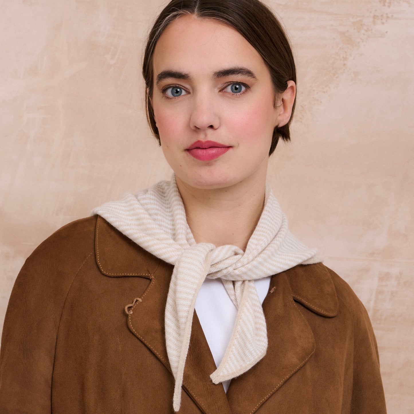 Cappuccino & White Striped Bandana Scarf