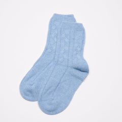 Light Blue Haze - Cable Knit Short Bed Socks