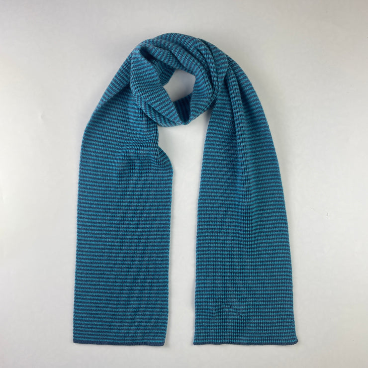 Ocean Blue Striped Cashmere Scarf