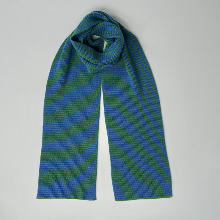 Lime & Bright Blue Striped Cashmere Scarf