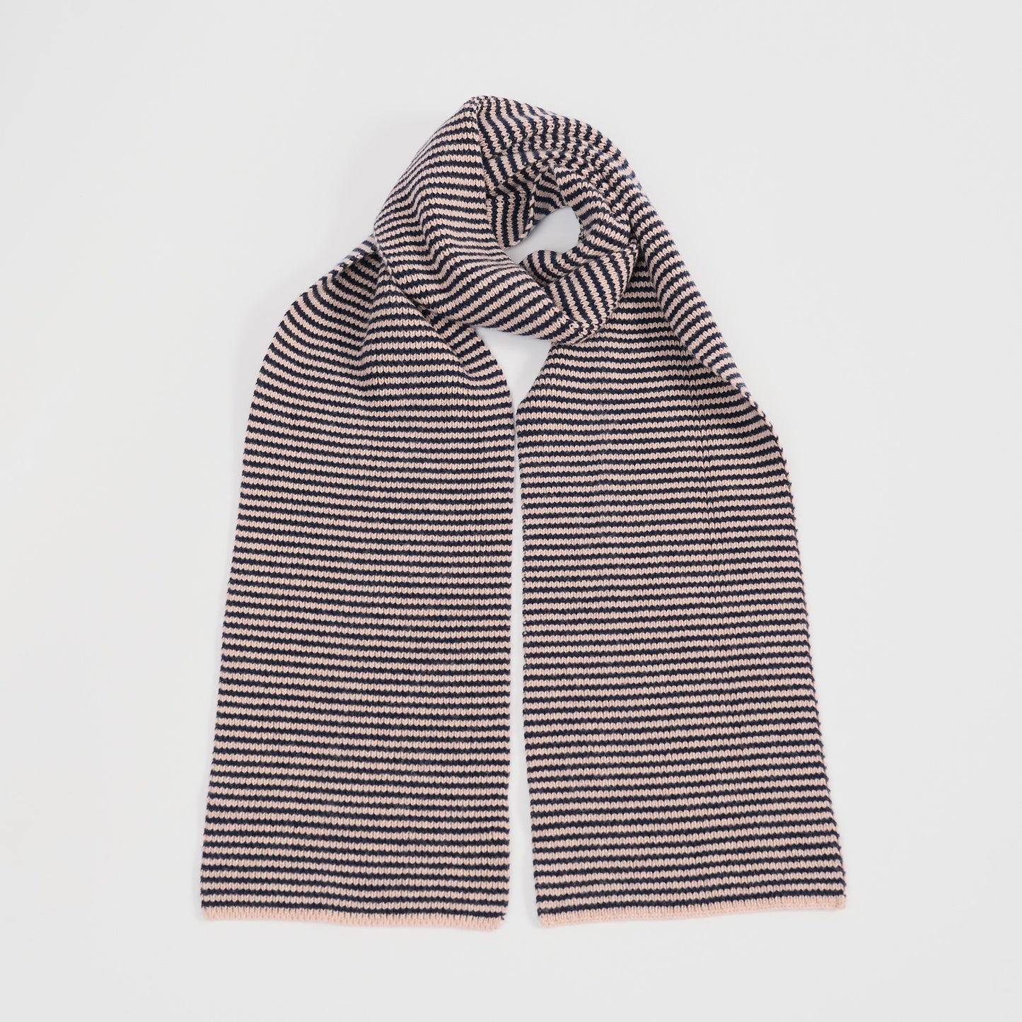 Black Navy & Blush Striped 5 Ply Cashmere Scarf