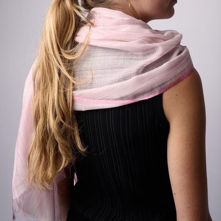 Handwoven Fine Shawl - Pink Stripes