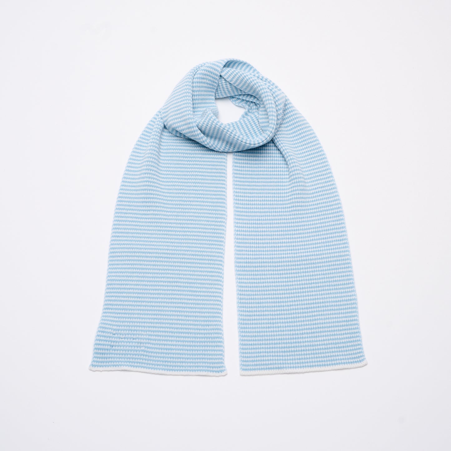 Light Blue & White Striped Cashmere Scarf