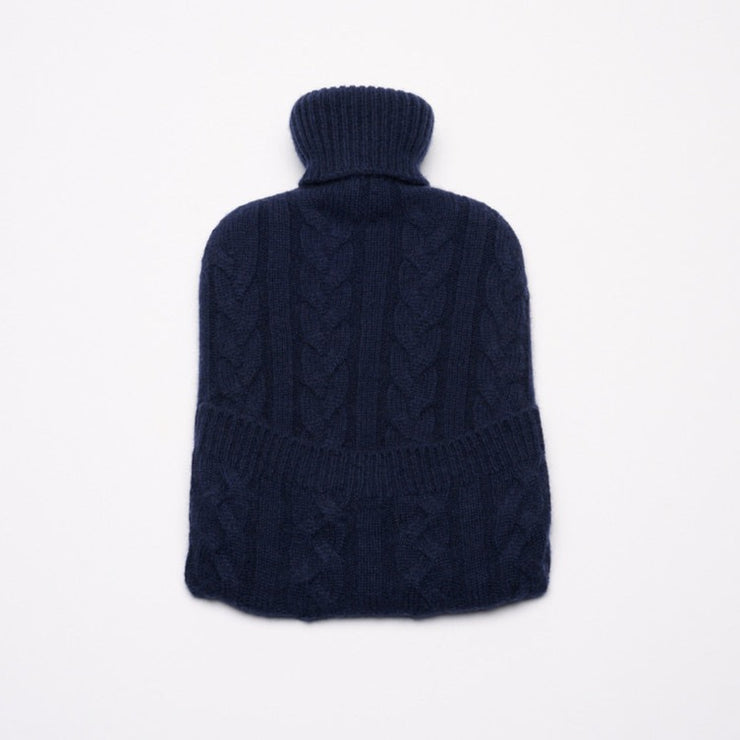 Navy - Cable Knit Cashmere Hot Water Bottle