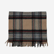 Camel, Black and Red Tartan Cashmere Woven Scarf