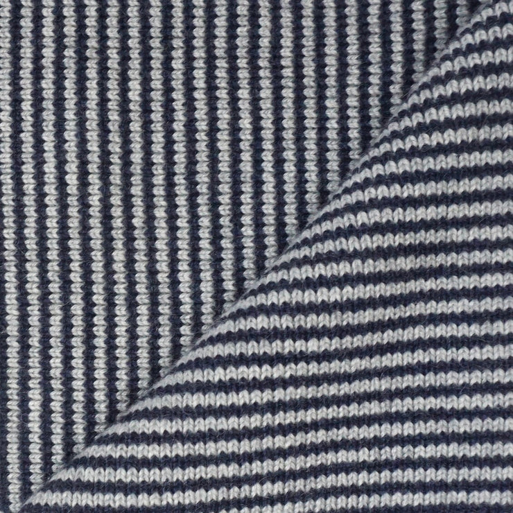 Navy & Light Grey Striped Cashmere Scarf