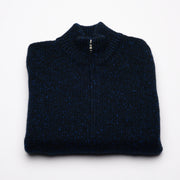 Donegal 8 Ply Cashmere Zip Cardigan - Navy Blue