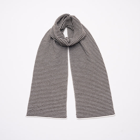 Chocolate & White Striped Cashmere Scarf