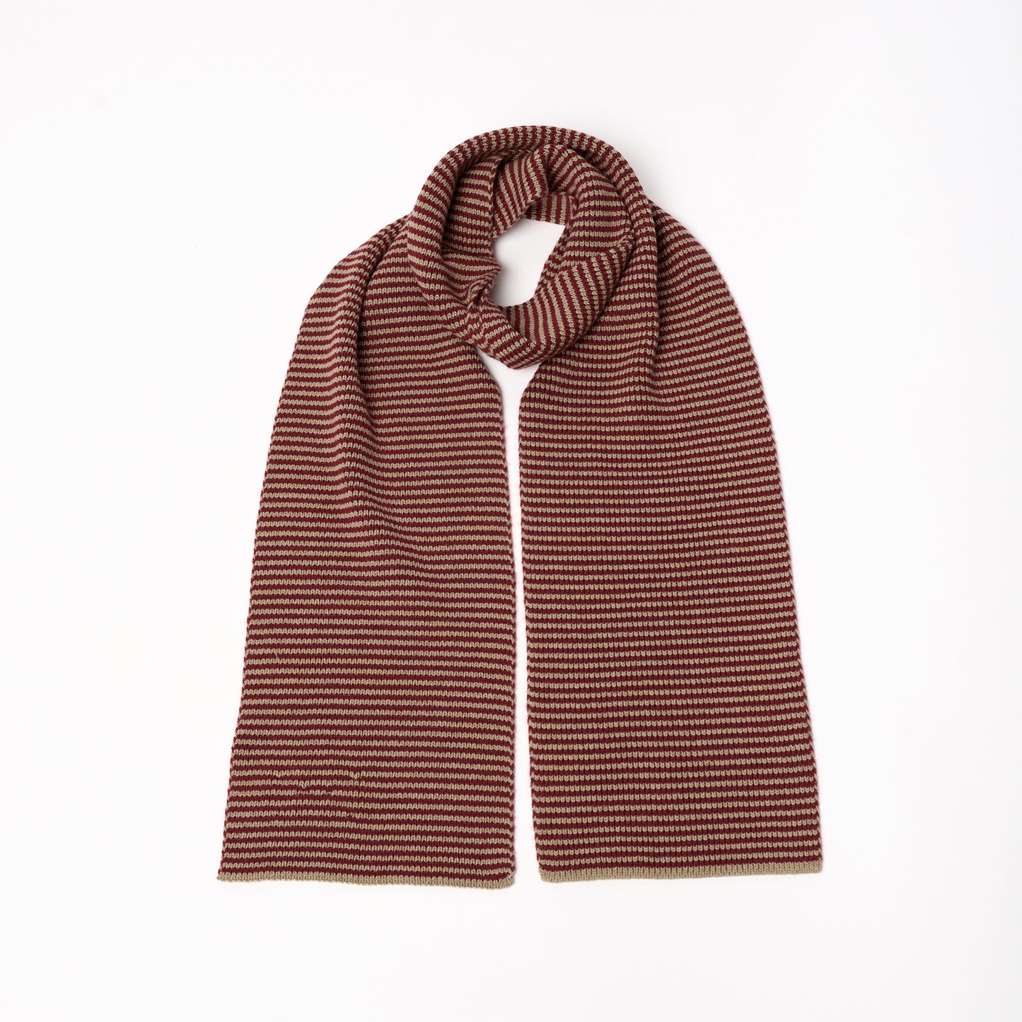 Claret & Camel Striped Cashmere Scarf