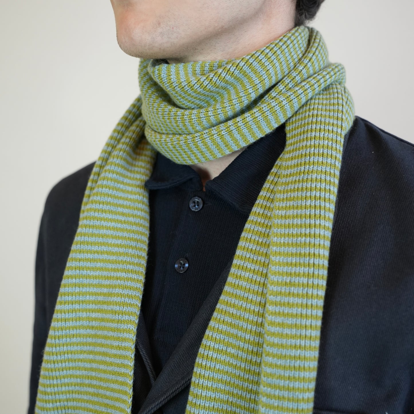 Matcha & Dew Striped Cashmere Scarf