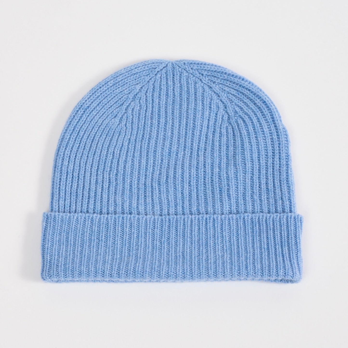 Light Blue 3 Ply Cashmere Ribbed Beanie