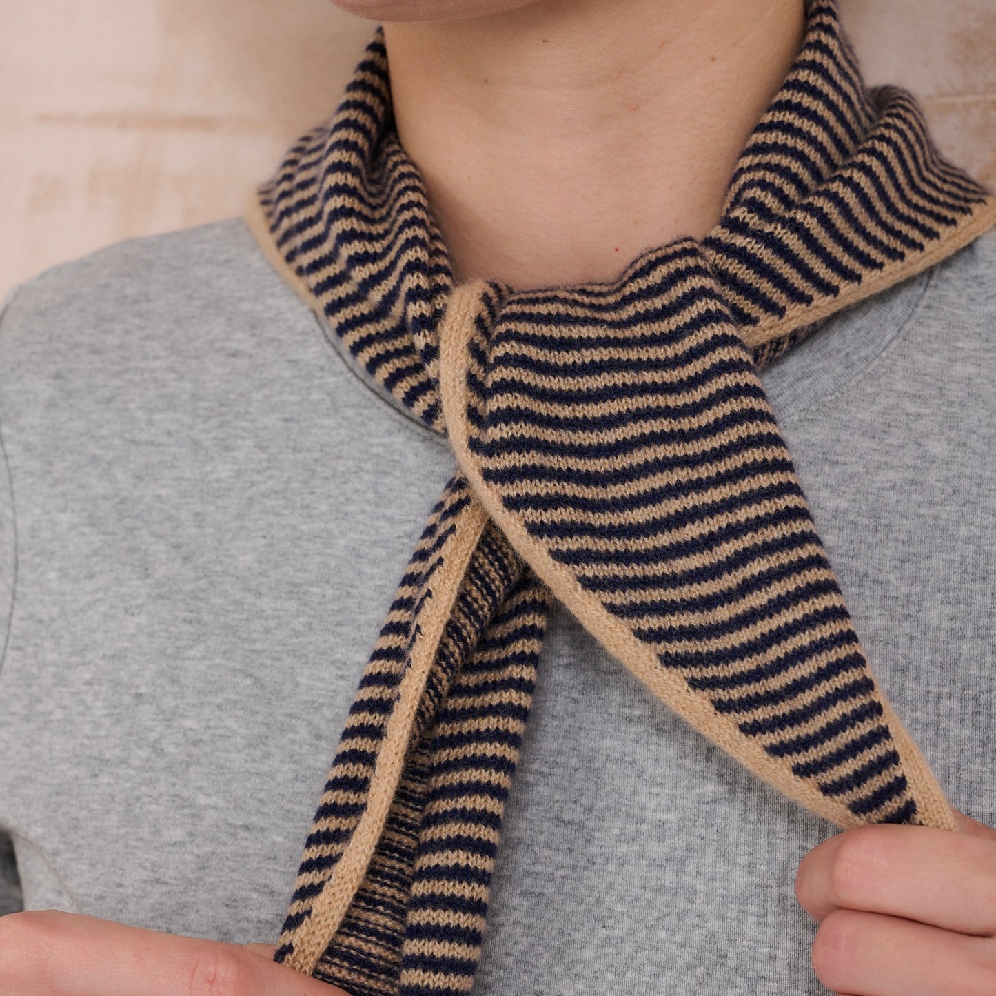 Camel & Navy Striped Bandana Scarf