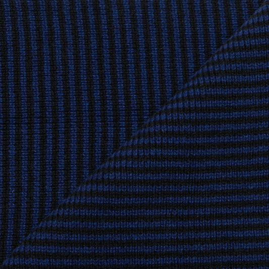 Navy Blue & Black Striped Cashmere Scarf