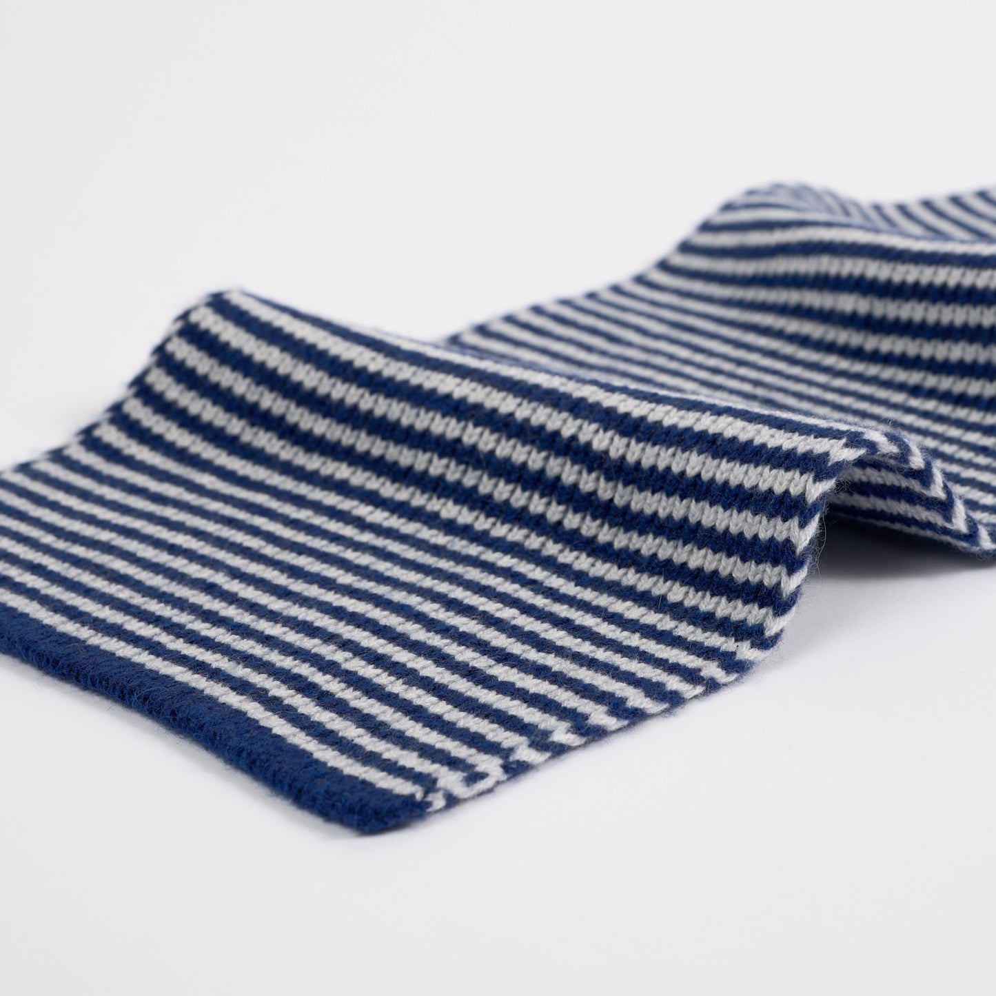 The Mega Jumbo Striped Cashmere Scarf - Navy & Light Grey