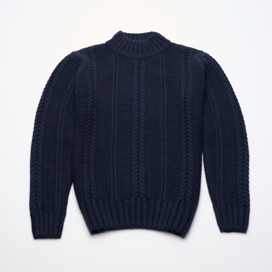 Cable Turtle Neck Jumper - Dark Navy