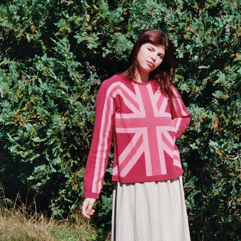 TICKLED PINK UNION JACK JUMPER - Pink Marls
